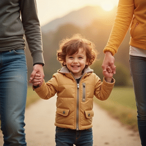 Glückliches Kind mit Eltern – Sicherheit und Geborgenheit durch Simpson Protocol for Kids