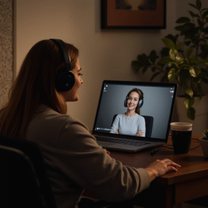Spirituelle Rückführung als Online-Sitzung in geschützter Atmosphäre.