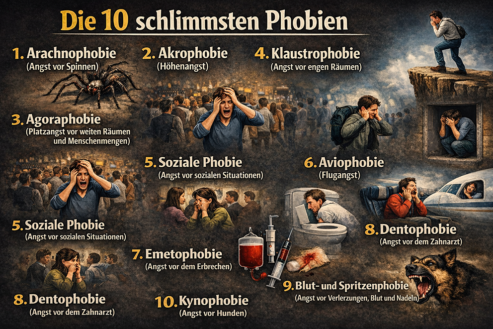 Die 10 schlimmsten Phobien mit Hypnose bekämpfen
