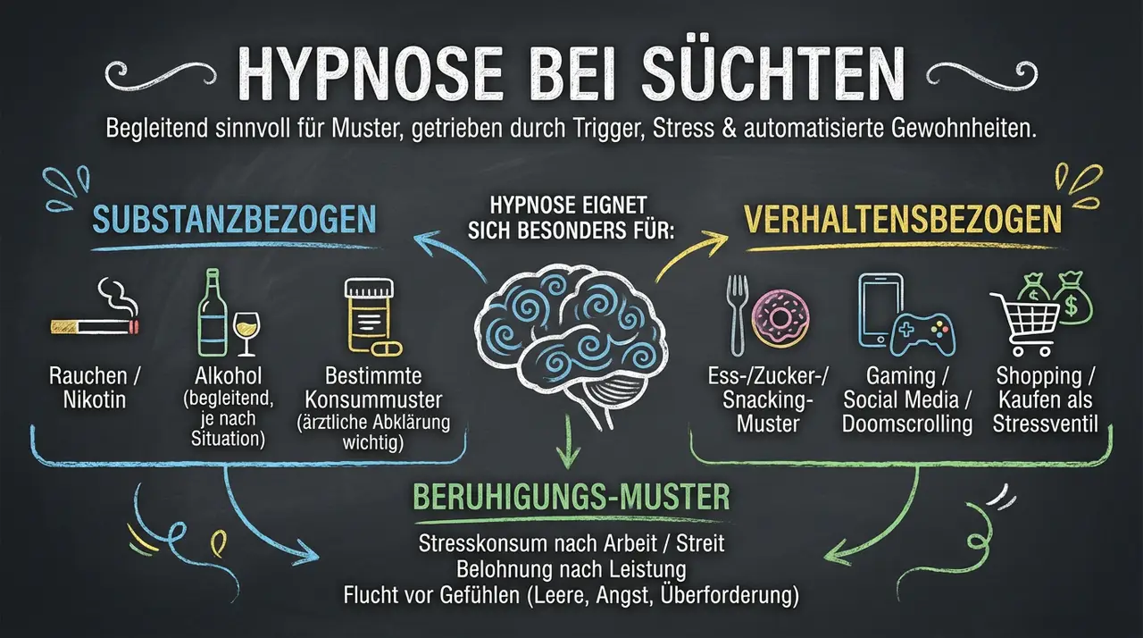 Bei welchen Süchten Hypnose begleitend sinnvoll sein kann – Übersicht