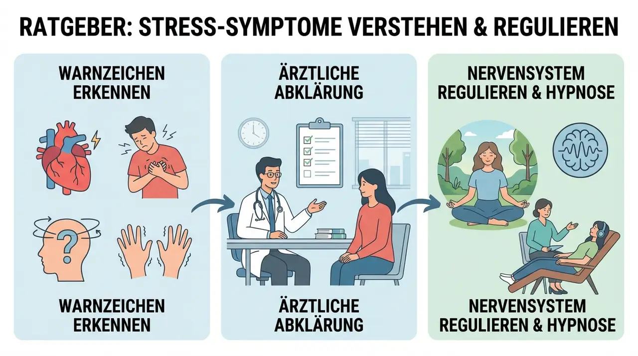 Herzrasen, Druck auf der Brust, Schwindel oder Zittern können durch Stress entstehen