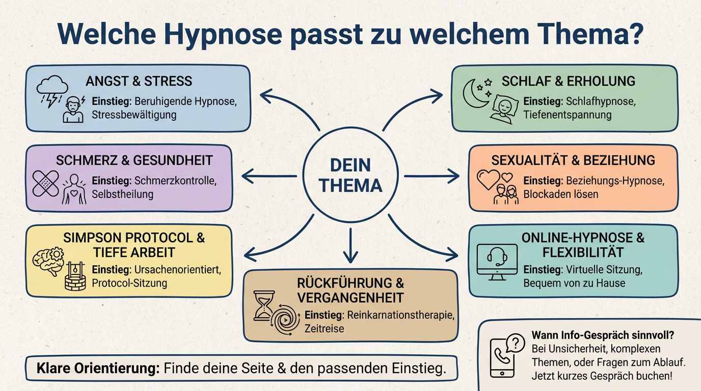 Welche Hypnose passt zu welchem Thema? Übersicht und Matrix