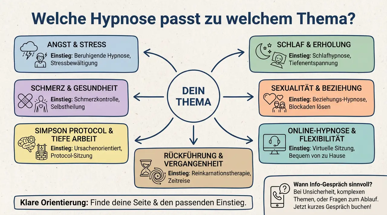 Welche Hypnose passt zu welchem Thema – Übersicht